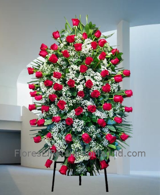 Corona de flores Funerarias Rojas y Blancas