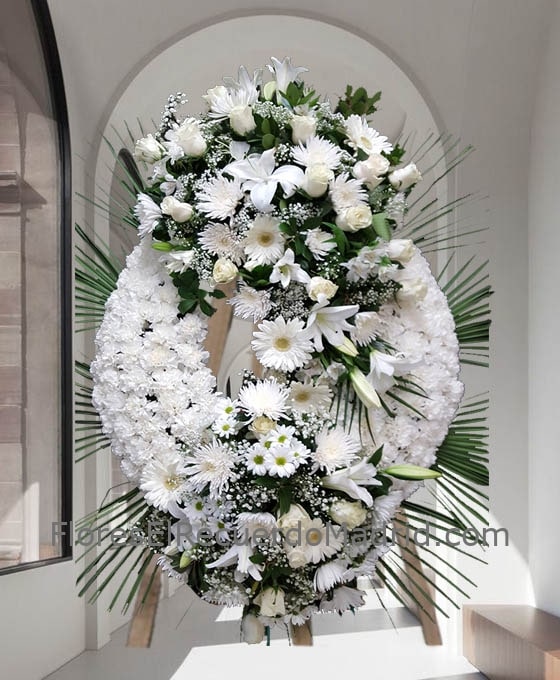Corona Funeraria Blanca El Recuerdo Madrid